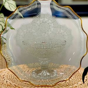 ✨Vintage MCM Crystal Glass Studios White Lace Dish✨